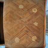 Antique Nightstand Louis XV Style Inlay Wood 3 Drawers Wine