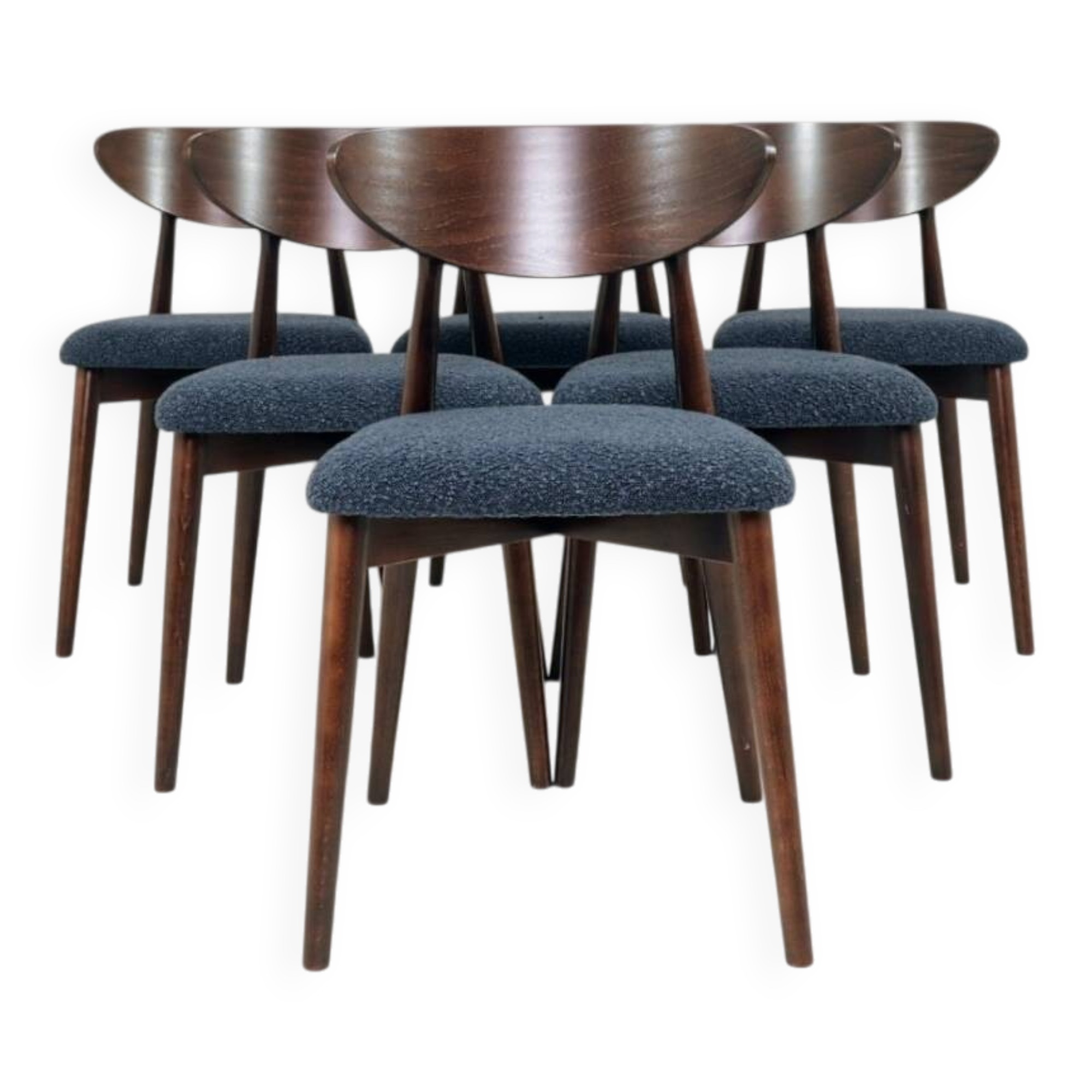 Chaises de salle à manger bouclé bleu marine lot de 6