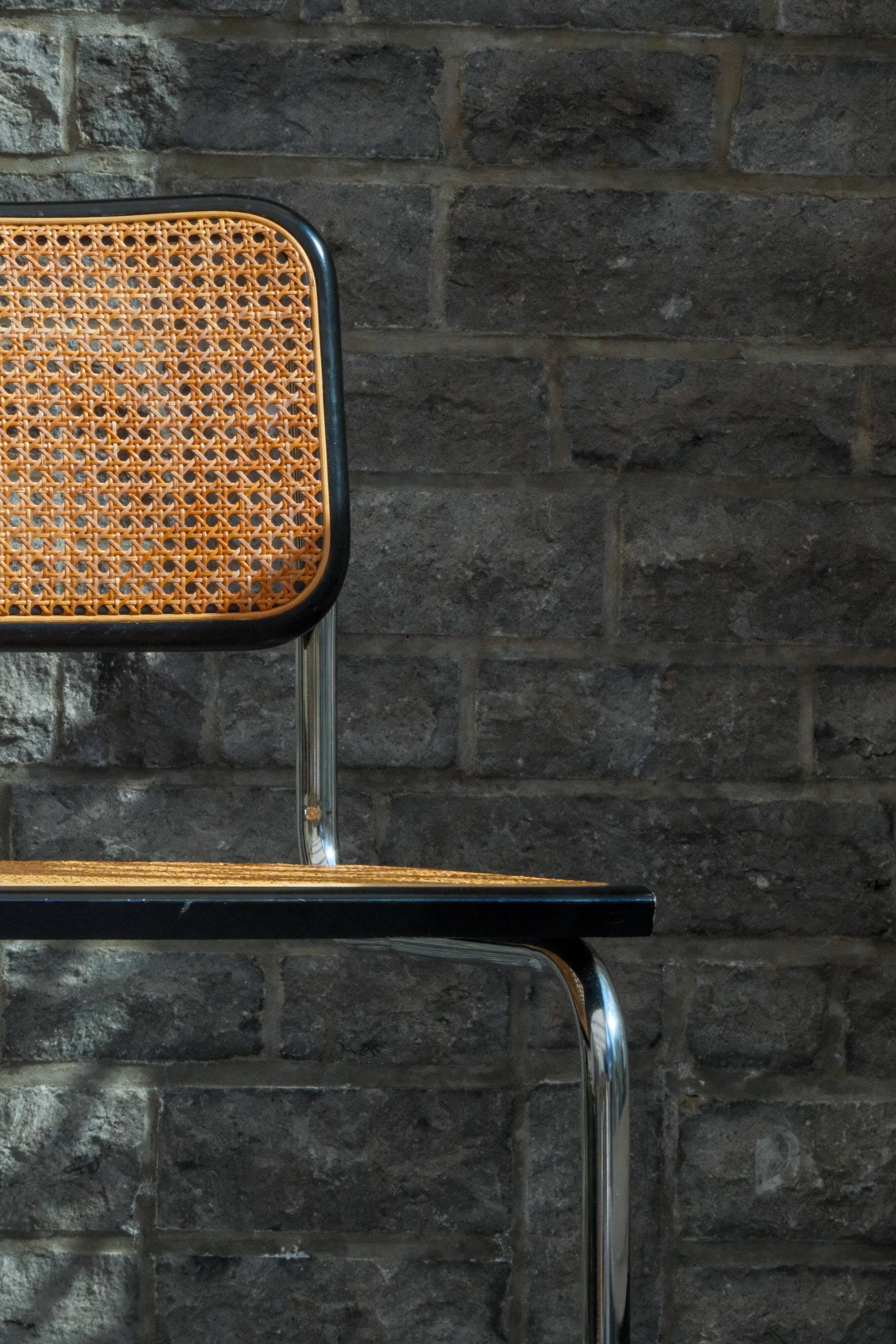 Pair of black Cesca chairs B32 Marcel Breuer