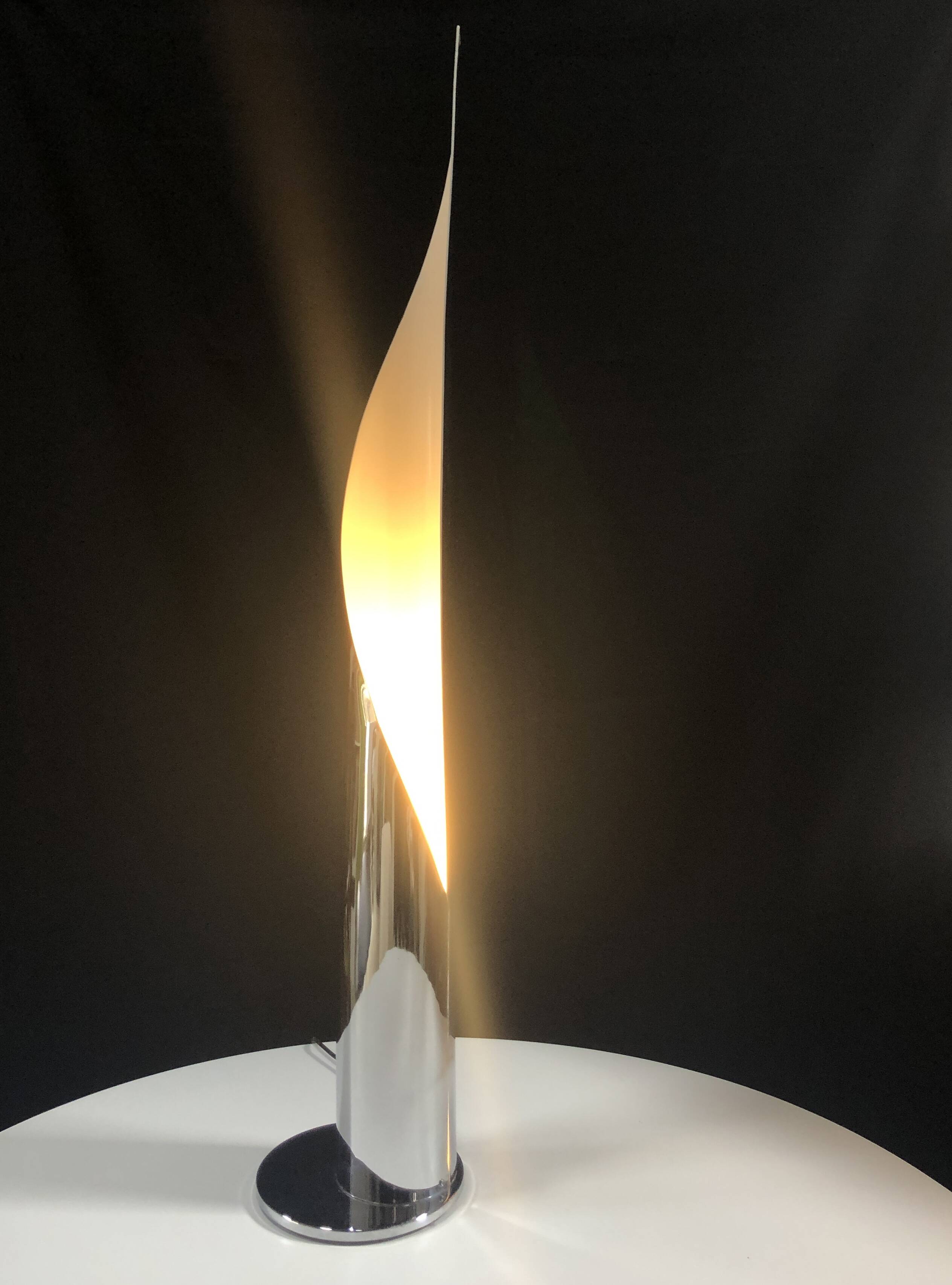 Vintage Floor Lamp • Flame • Stainless Steel • Space Age • 1970