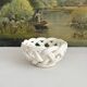 Small vintage white woven ceramic basket