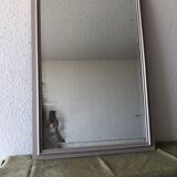 Large patinated wooden mirror with bevelled ice 73x113cm