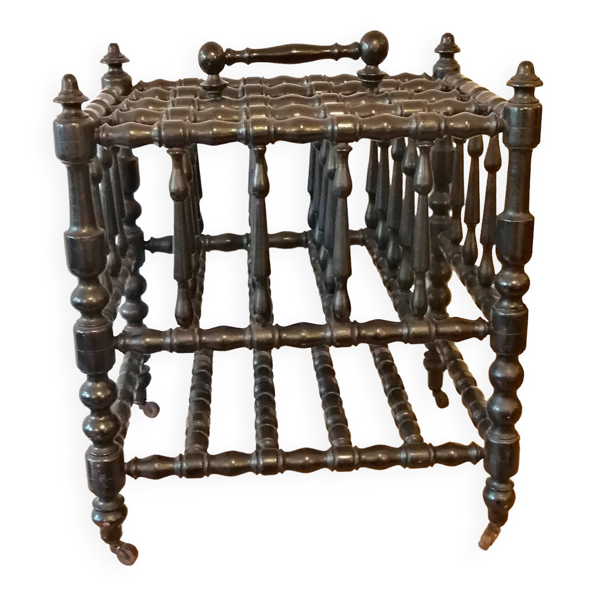 Magazine holder in blackened wood, Napoleon III partition shelf, late 19th century