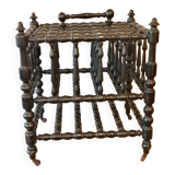 Magazine holder in blackened wood, Napoleon III partition shelf, late 19th century