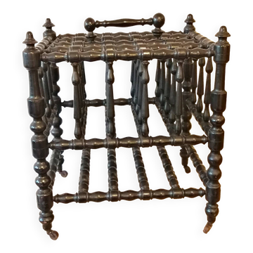 Magazine holder in blackened wood, Napoleon III partition shelf, late 19th century