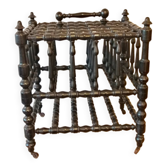 Magazine holder in blackened wood, Napoleon III partition shelf, late 19th century