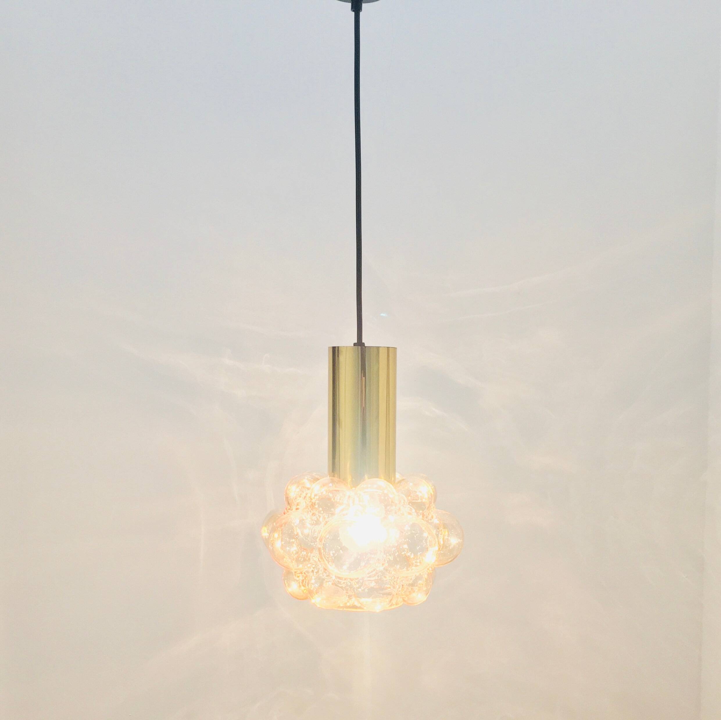 Mid-Century Modern Amber Bubble Glass Ceiling Light by Helena Tynell for Limburg, Germany, 1960s