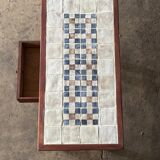 Vintage wooden table with handmade ceramics – unique piece