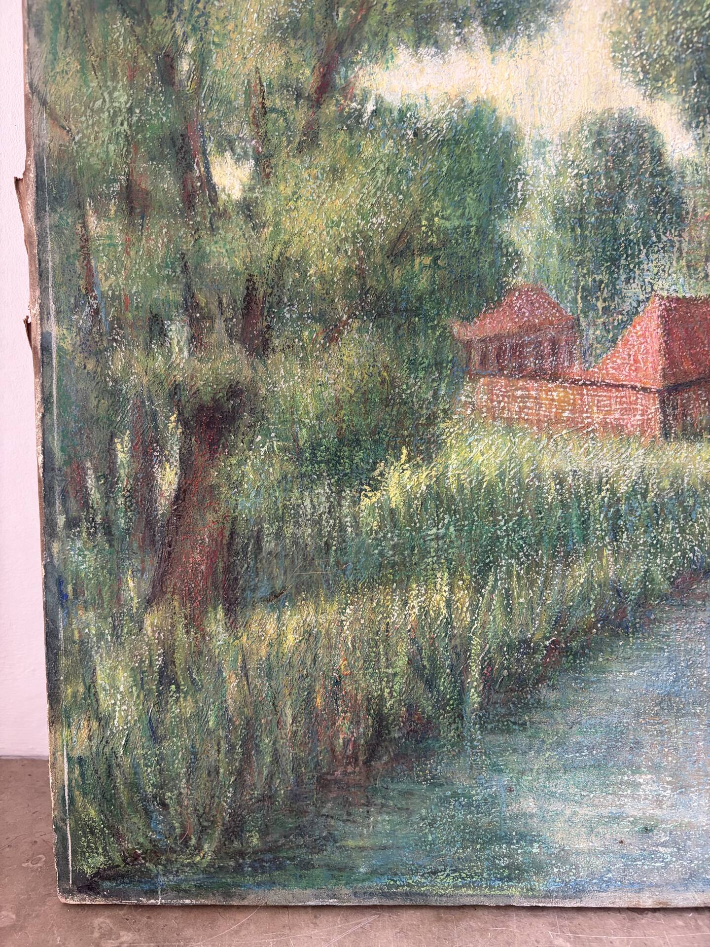 Canal stroll, oil on canvas signed