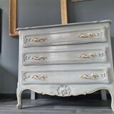 Louis XV-style patinated grey chest of drawers