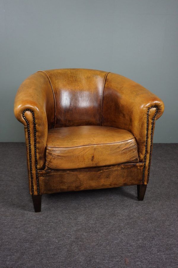 Fauteuil club en cuir de mouton