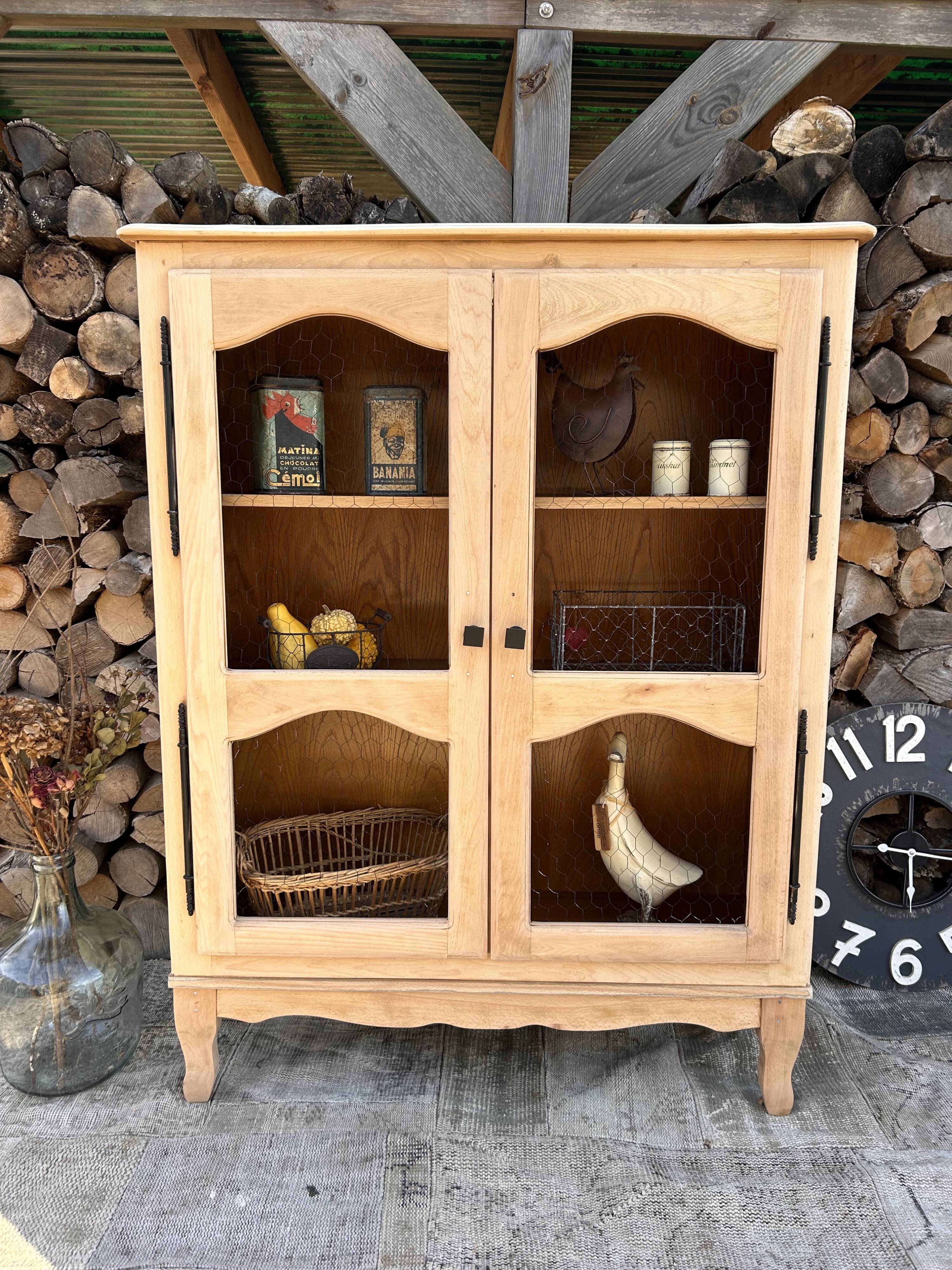 Refurbished solid wood display cabinet/sideboard