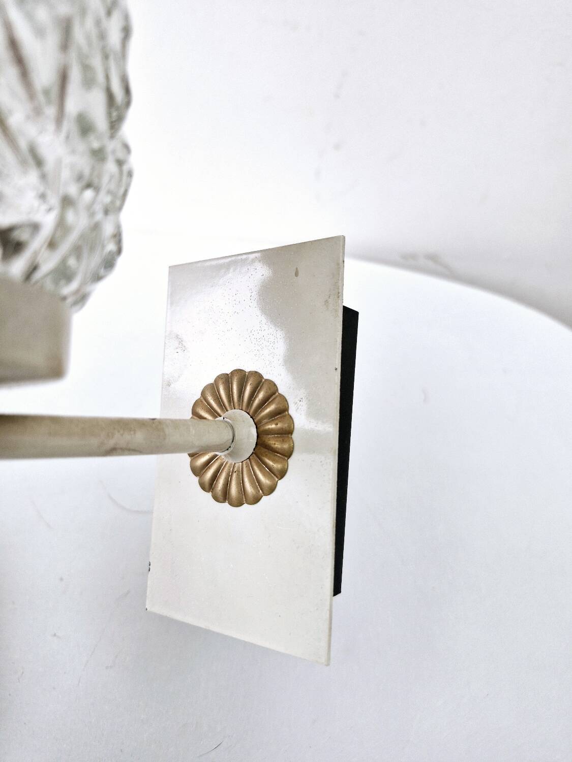 Pair of Vintage Molded Glass Metal Wall Sconces Signed Cervin Functional