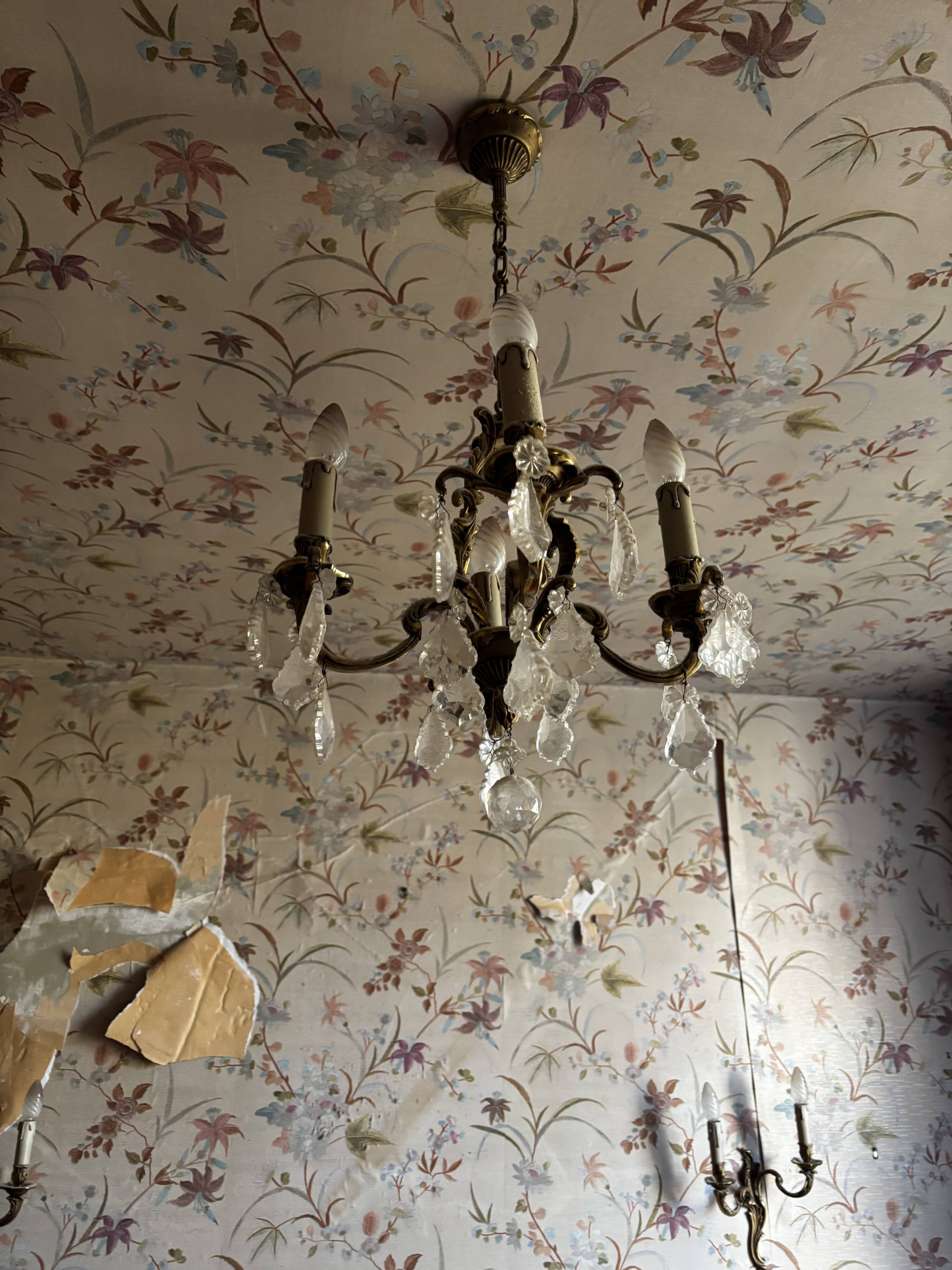 5-arm crystal chandelier in Louis XV style