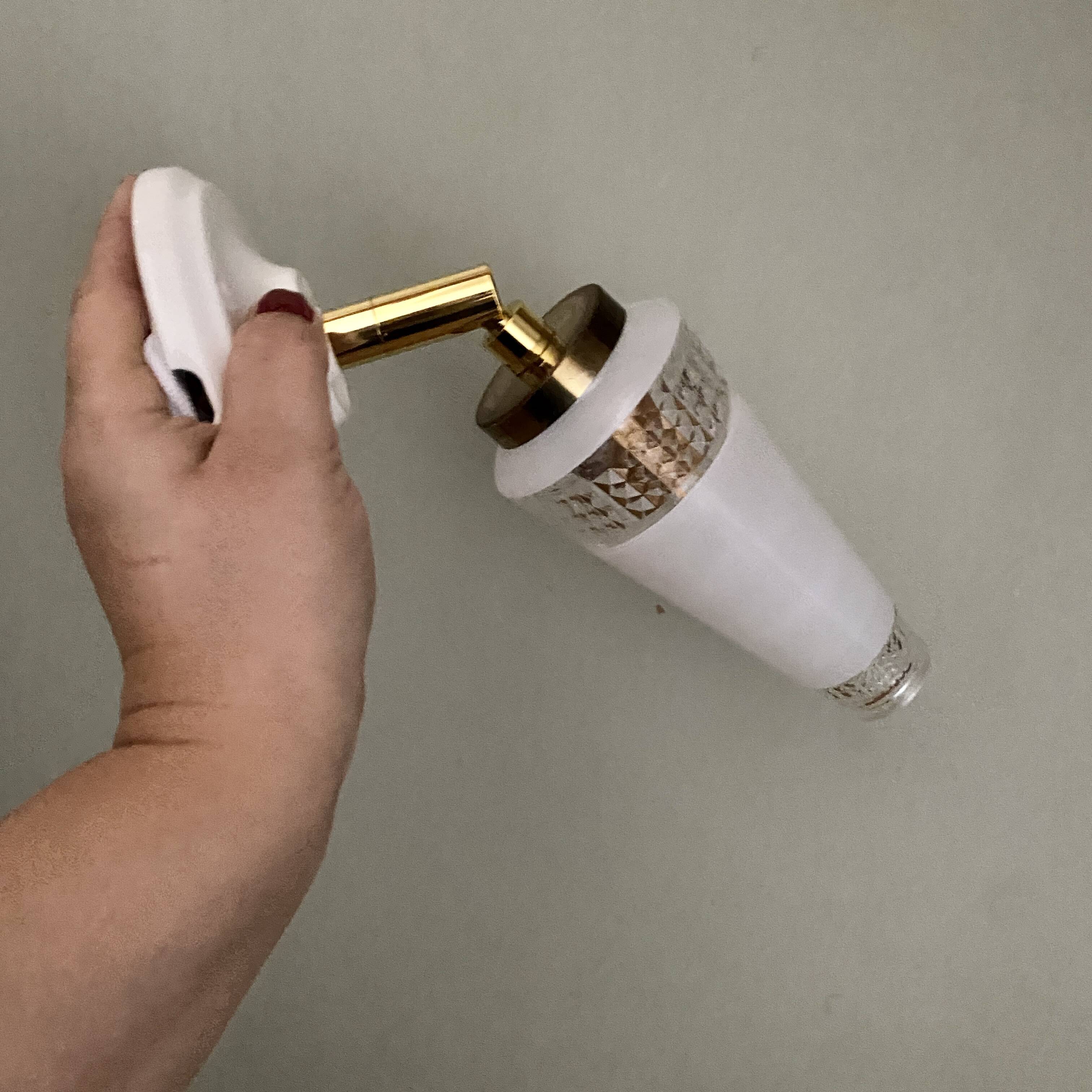 Vintage tulip wall lamp in white and transparent glass