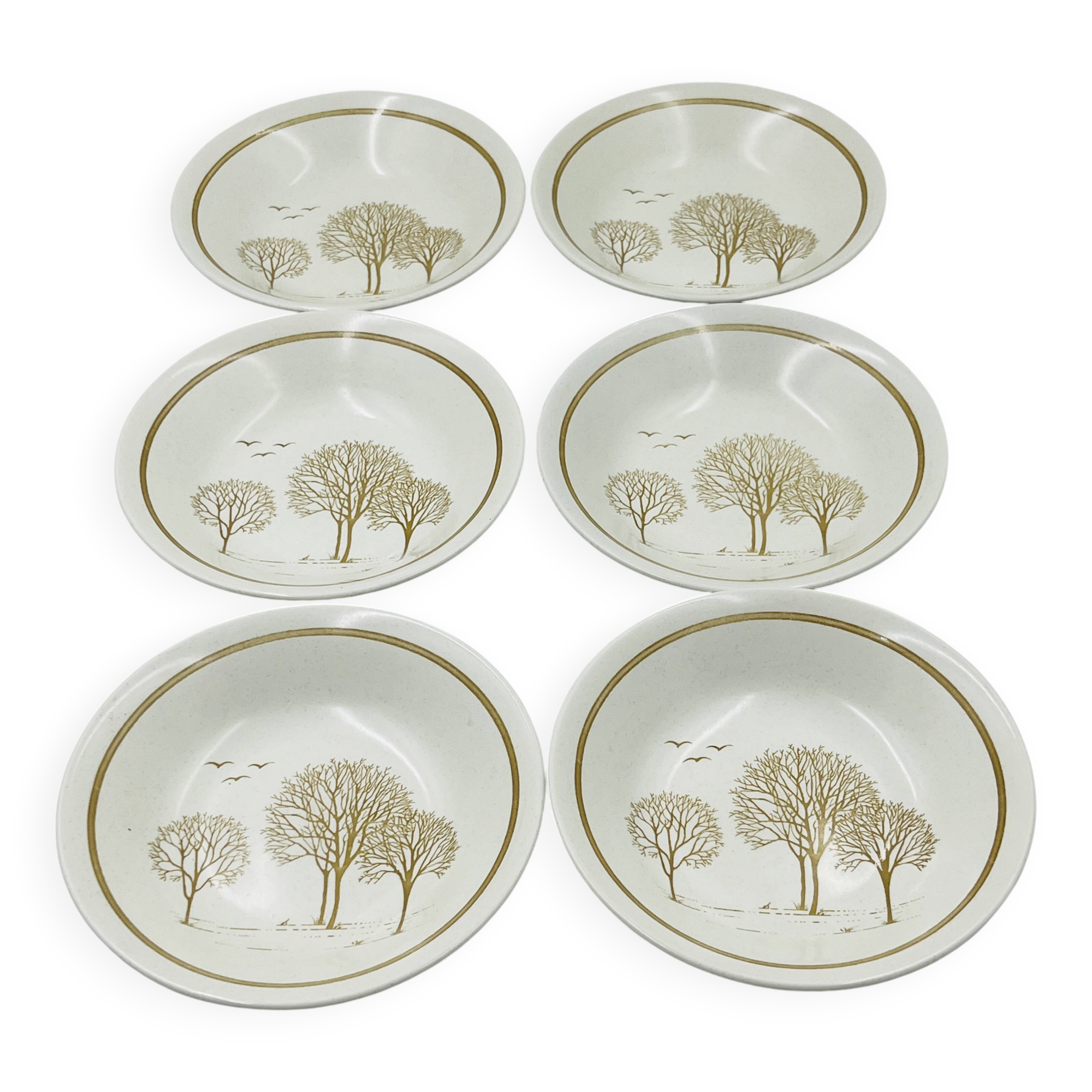 Lot 6 Deep Plates Churchill Homespun Trees