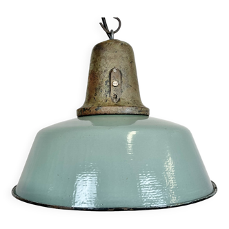 Lampe d'usine industrielle en émail à pétrole avec dessus en fonte, années 1960