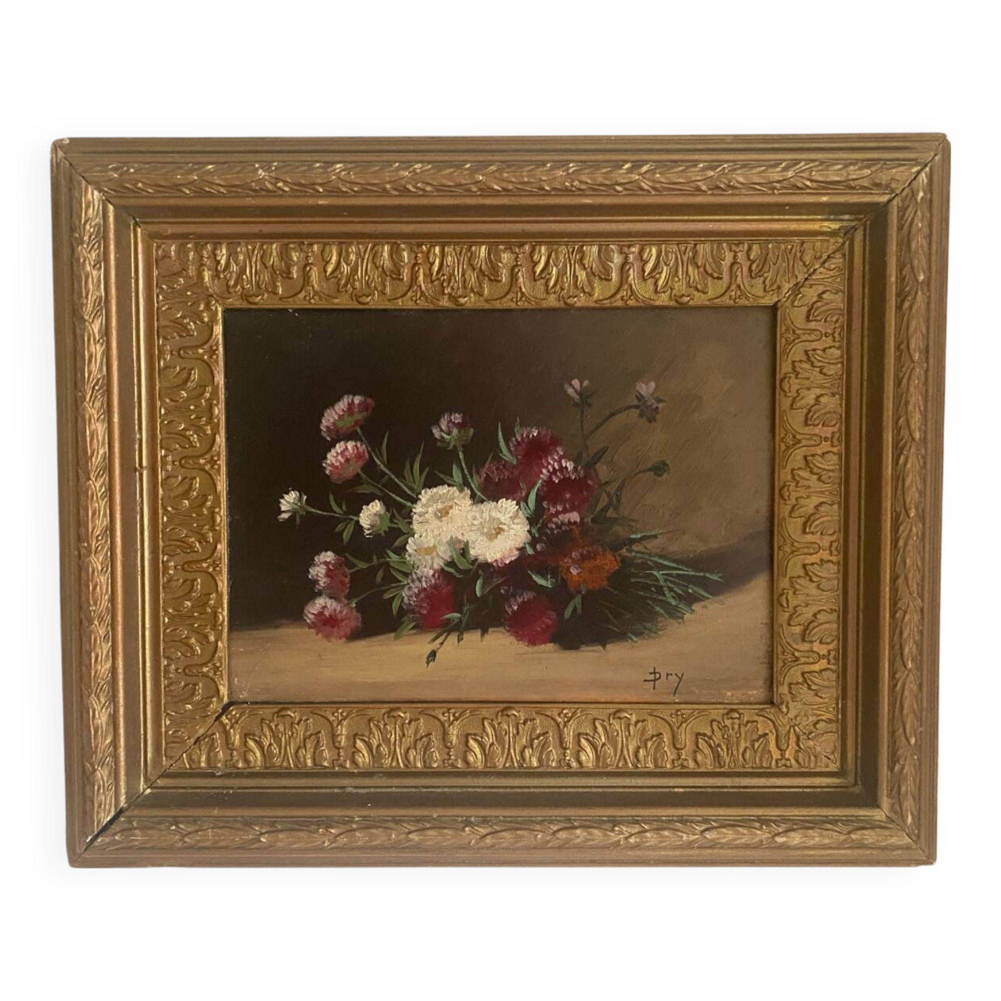 Oil on wooden panel framed, signed old