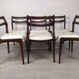 6 white leather Scandinavian chairs