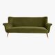 Vintage 1960s olive green velvet sofa – fully restored