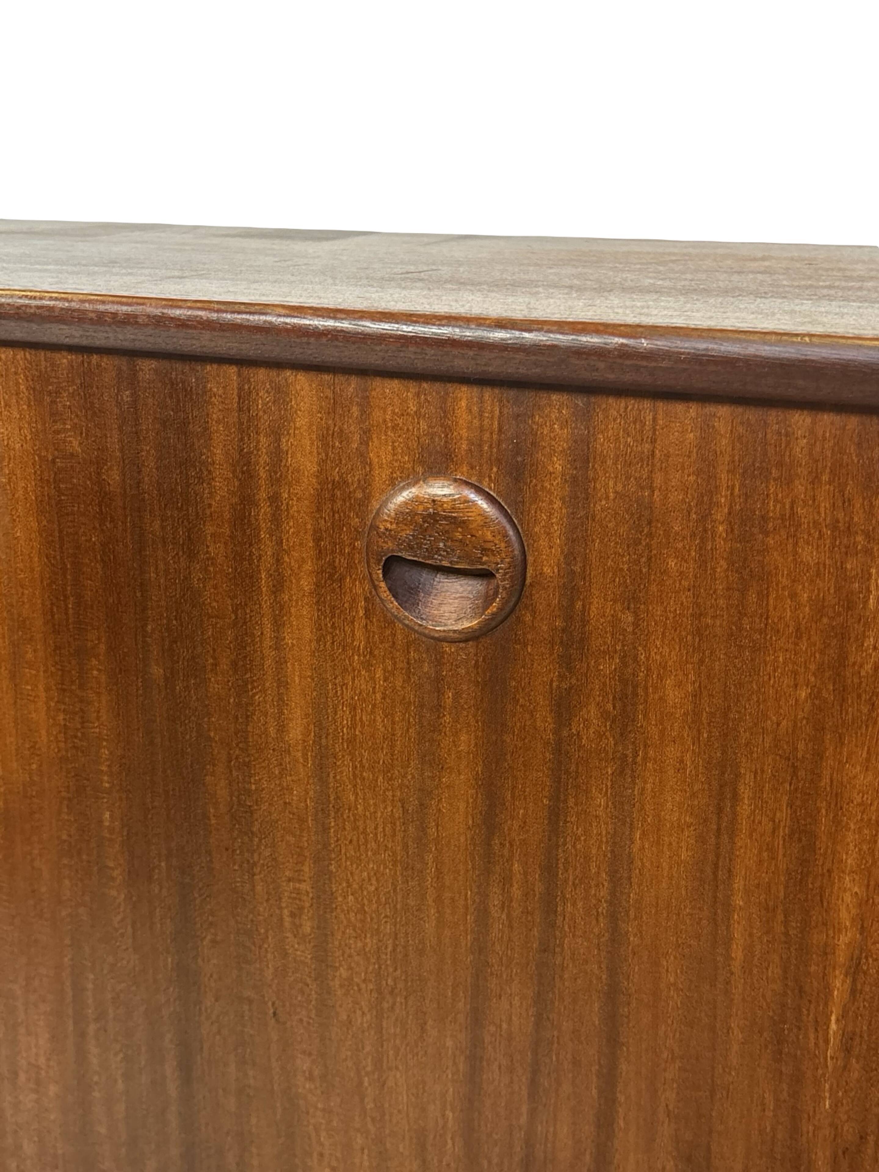Vintage teak wall cabinet with flap door 1960s design wall unit