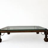 Indian coffee table made of wood and wrought iron.
