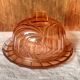 Art Deco pink glass dome cheese plate