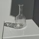 Small glass bottle vase with engraved geometric patterns vintage H16.5