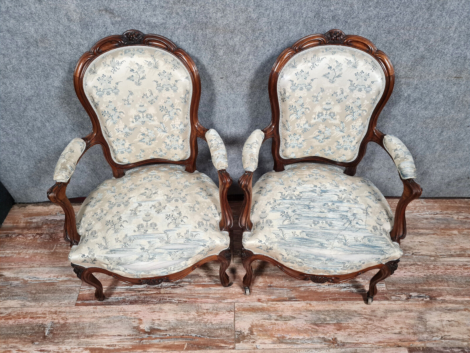 Pair of armchairs from the Napoleon III period in rosewood