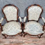 Pair of armchairs from the Napoleon III period in rosewood