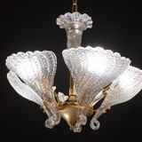 Elegant Murano Candlestick Iridescent Leaves