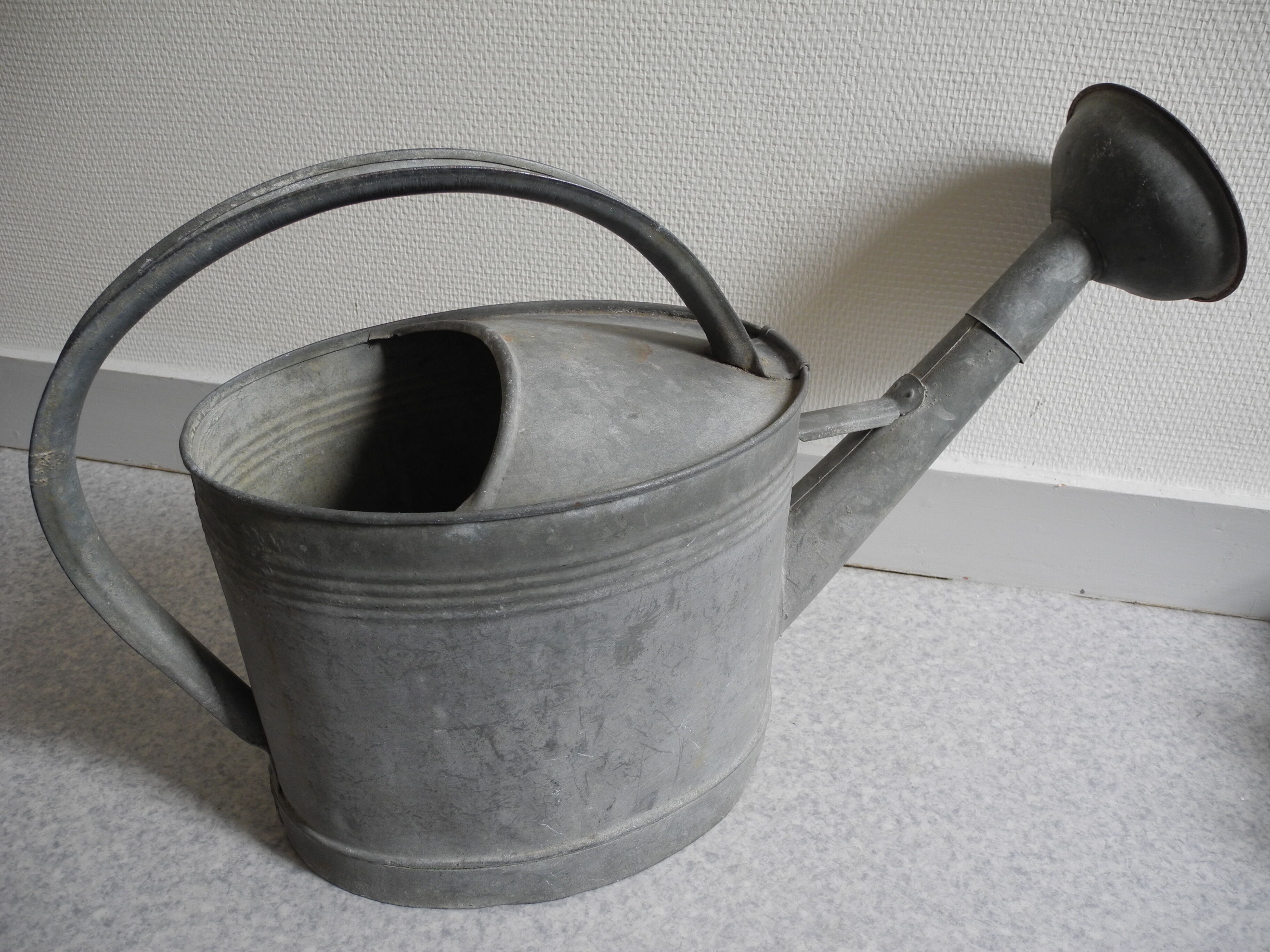 old zinc deco watering can