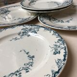 Set of 6 plates in faience Luneville model Passiflore