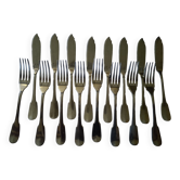 Set of 8 fish cutlery cristofle france model cluny uniplat