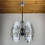 Chrome and glass lustre with lenses by Oscar Torlasco, Italy, 1960s.