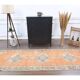 Vintage Turkish Oushak Handmade Wool Cotton Orange Runner Rug 101x339