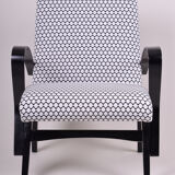 Black and white Mid Century Armchair made in ´50s Czechia. Fully Restored.