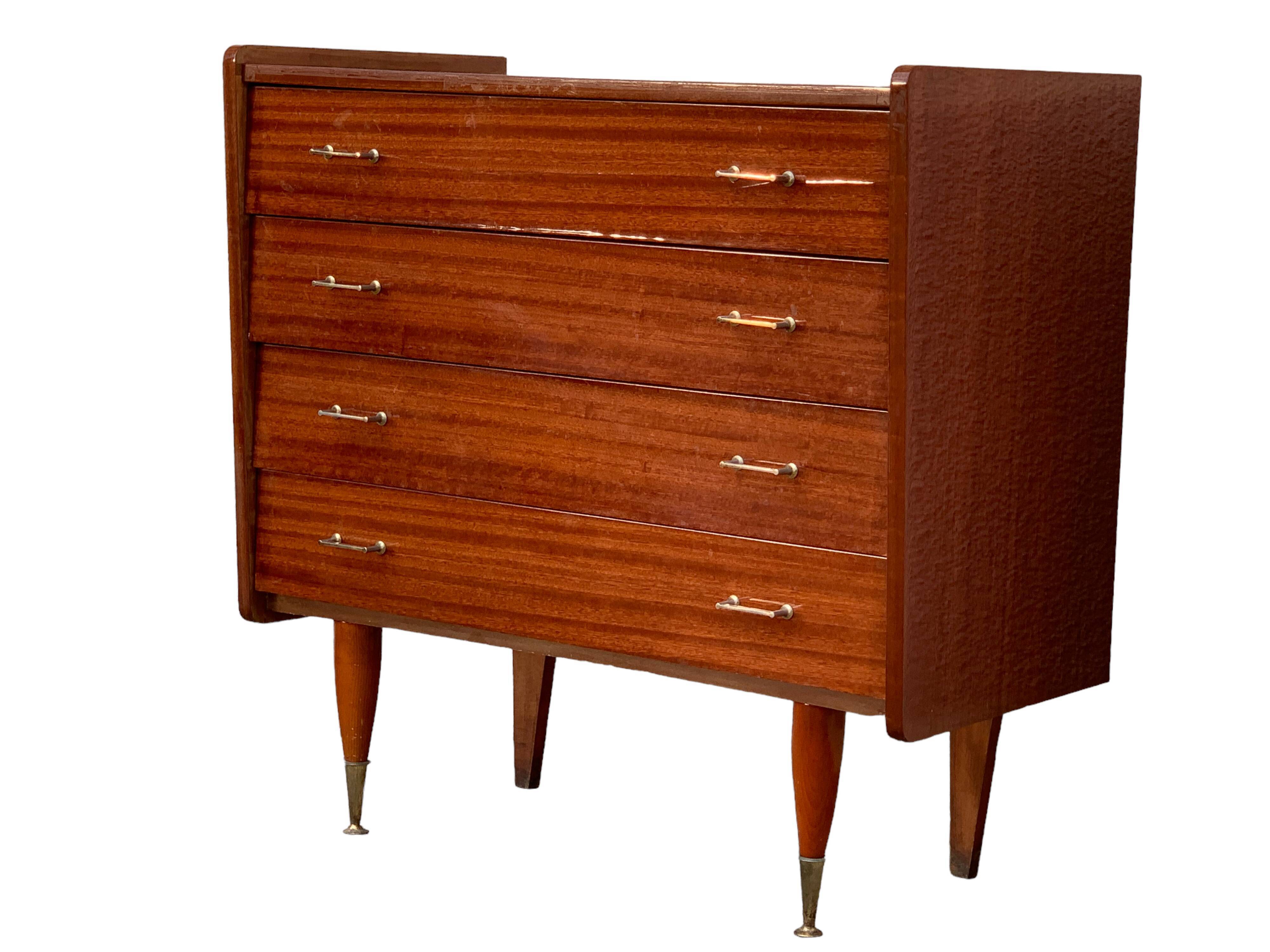 Vintage varnished teak chest of drawers 1970