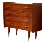 Vintage varnished teak chest of drawers 1970