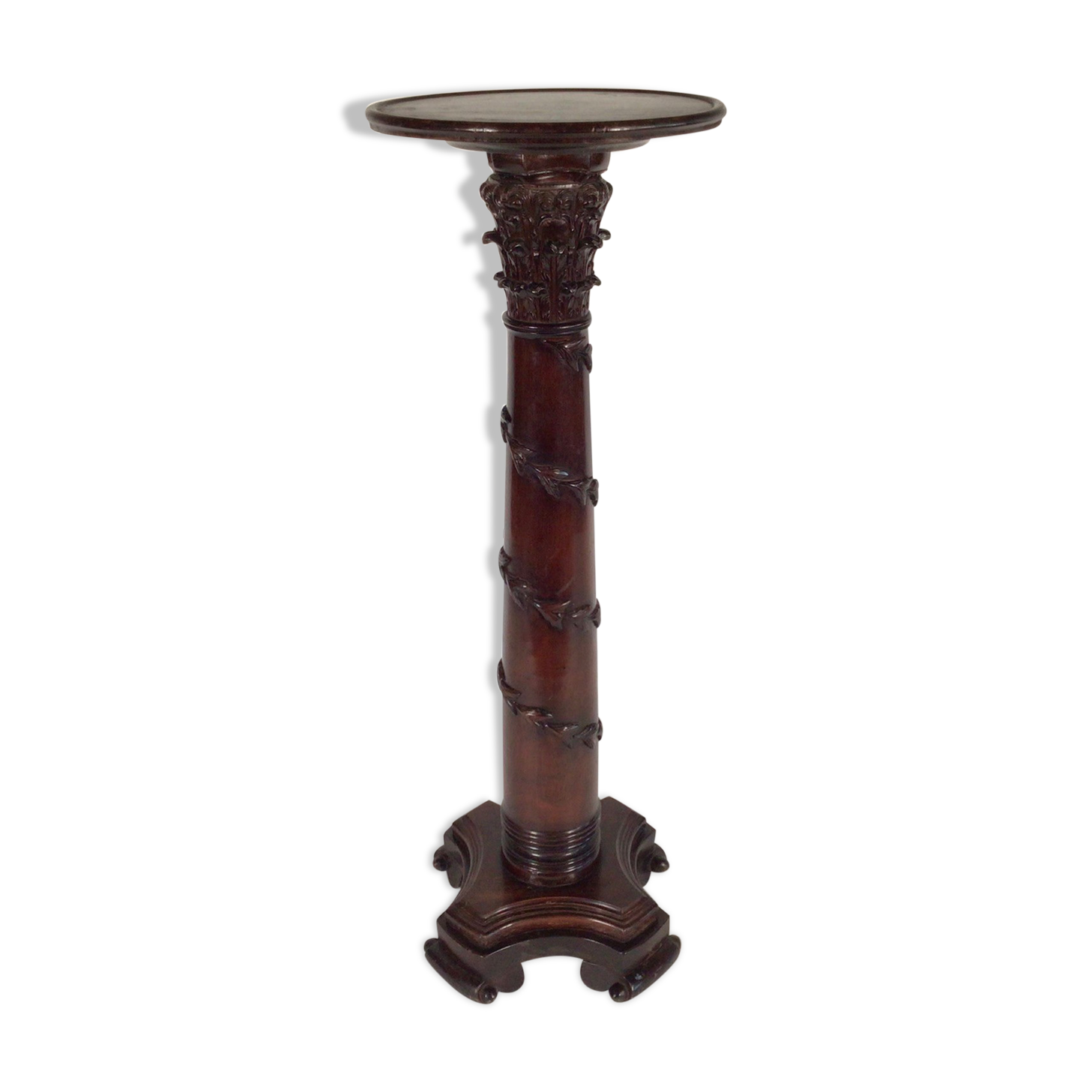 Oak carved plant stand