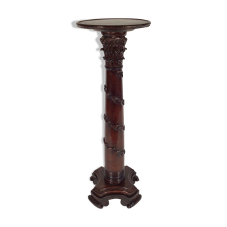 Oak carved plant stand