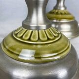 Pair of large Regency half shade buffet lamps