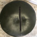 Pouf cuir vert vintage 1970