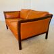 Canapé vintage danois des années 60 en cuir cognac pour 2 personnes.