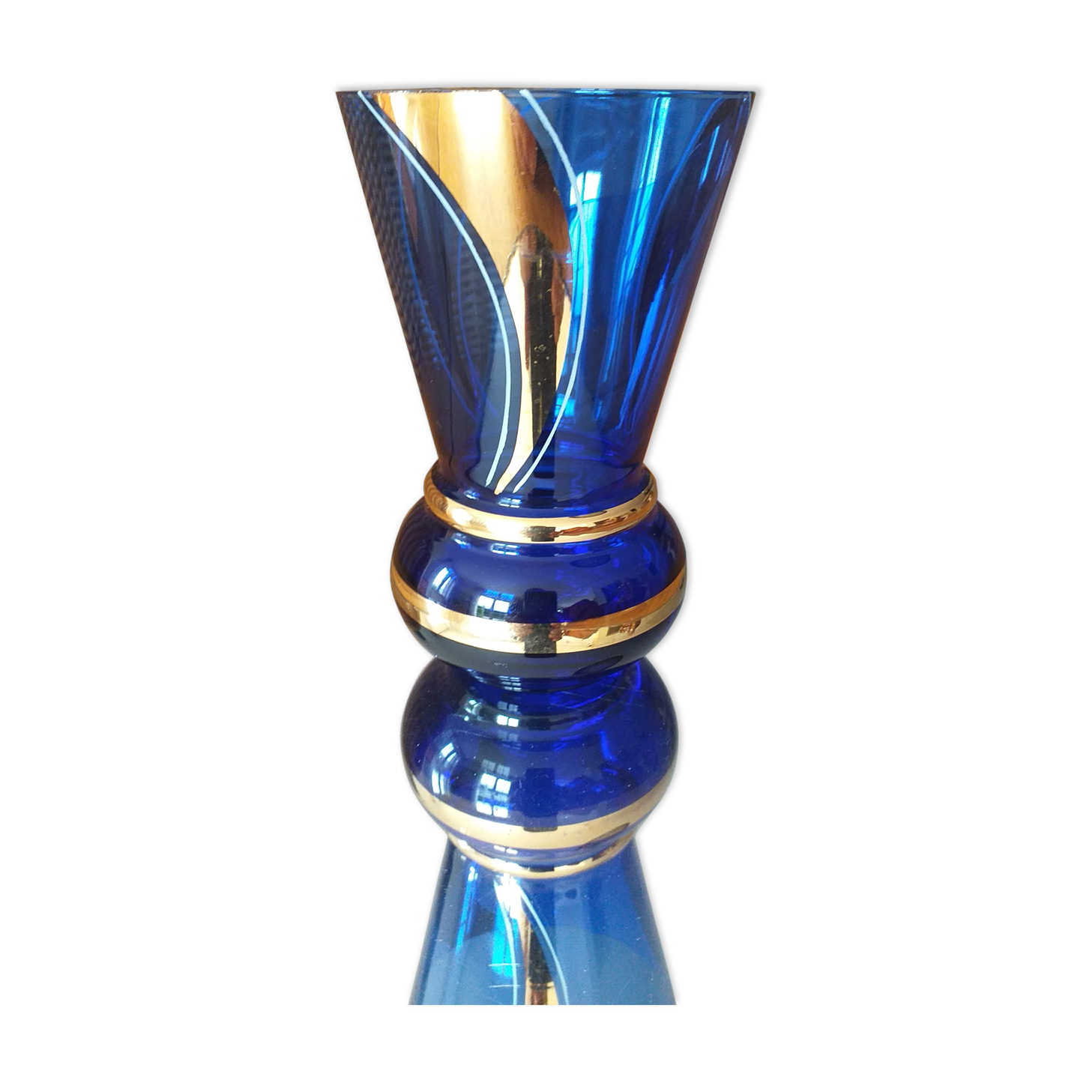 Vase boom bleu et or