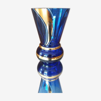 Vase boom bleu et or