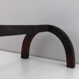 Pair of modernist bronze and wrought iron andirons