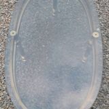 Table basse ovale en laiton doré et verre fumé 1970