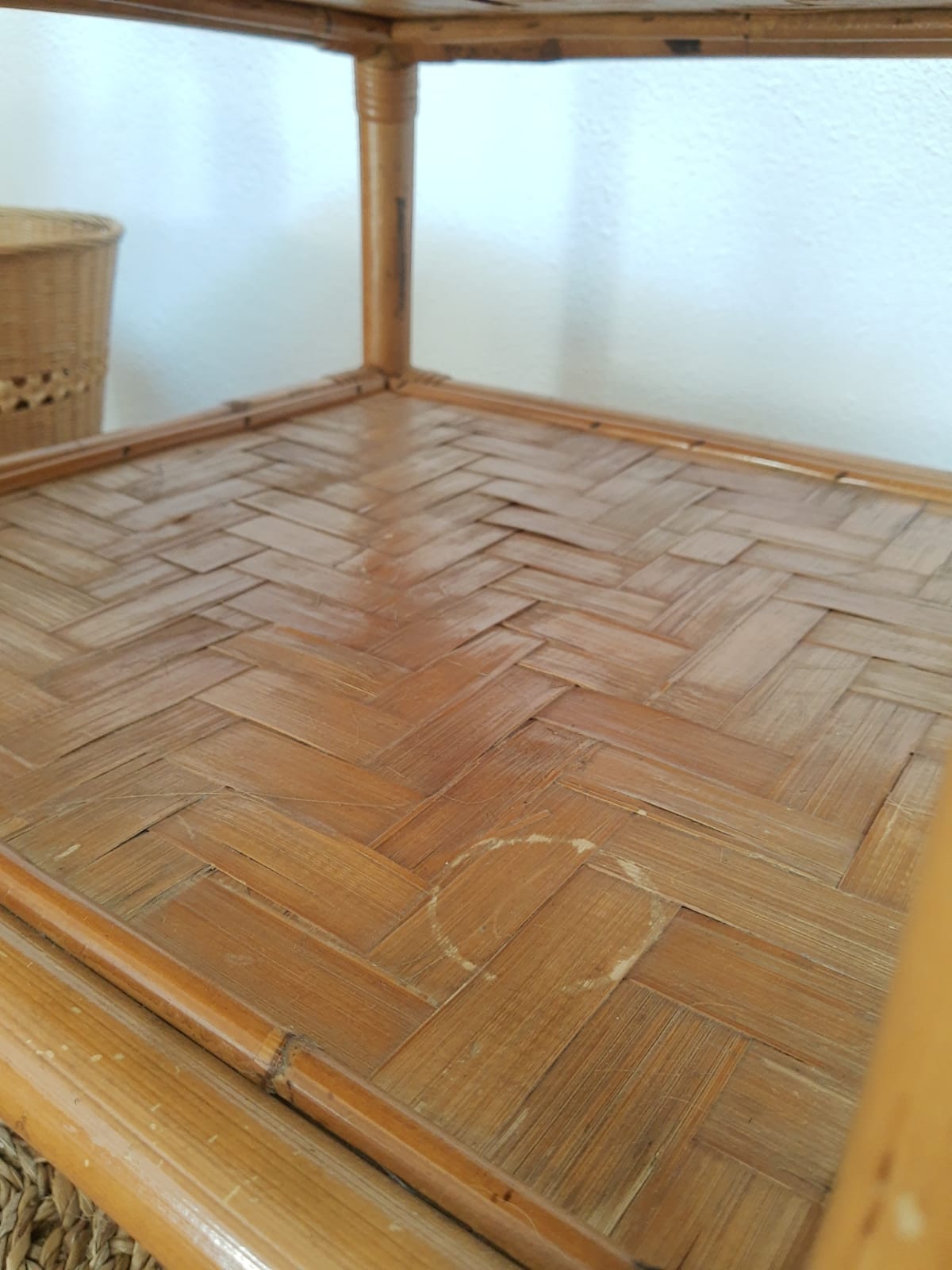 Square bamboo coffee table 70s - vintage