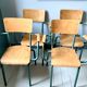 Set of four school teacher armchairs
